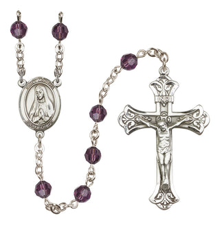 Sterling Silver 6mm Austrian Crystal Saint Martha Rosary in Amethyst