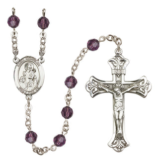 Sterling Silver 6mm Austrian Crystal Saint Nicholas Rosary in Amethyst