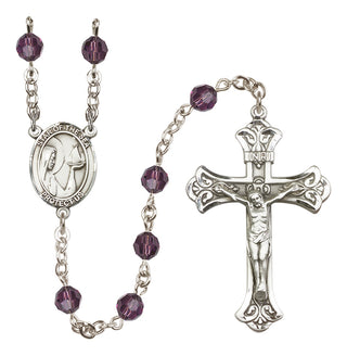 Sterling Silver 6mm Austrian Crystal Our Lady Star of the Sea Rosary in Amethyst