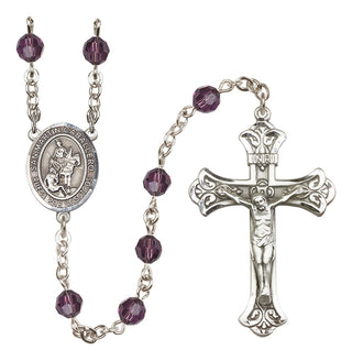 Sterling Silver 6mm Austrian Crystal San Martin Caballero Rosary in Amethyst