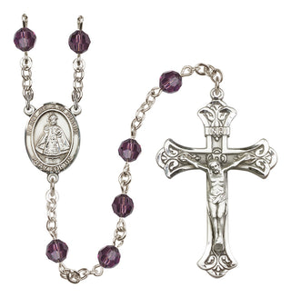 Sterling Silver 6mm Austrian Crystal Infant of Prague Rosary in Amethyst