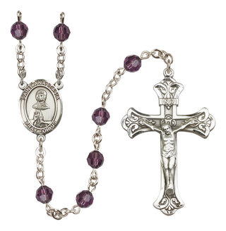 Sterling Silver 6mm Austrian Crystal Saint Anastasia Rosary in Amethyst