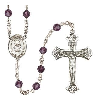 Sterling Silver 6mm Austrian Crystal Saint Lillian Rosary in Amethyst