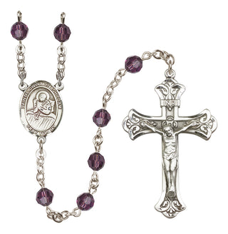 Sterling Silver 6mm Saint Lidwina of Schiedam  Engraved Catholic Rosaries