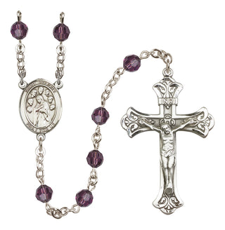 Sterling Silver 6mm Austrian Crystal Saint Felicity Rosary in Amethyst