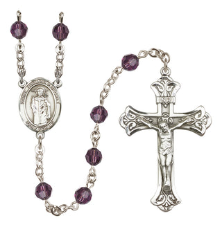 Sterling Silver 6mm Austrian Crystal Saint Thomas A Becket Rosary in Amethyst