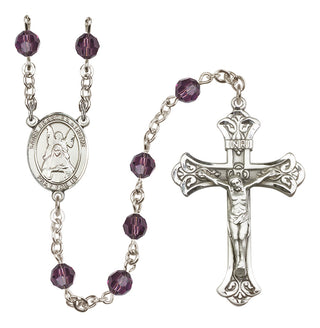 Sterling Silver 6mm Austrian Crystal Saint Frances of Rome Rosary in Amethyst