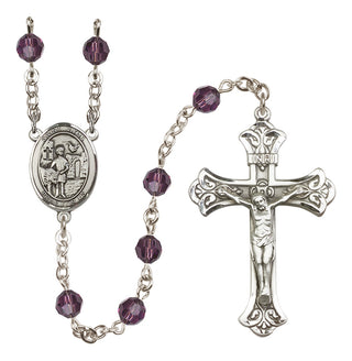 Sterling Silver 6mm Austrian Crystal Saint Vitus Rosary in Amethyst