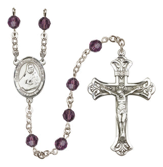 Sterling Silver 6mm Austrian Crystal Saint Rose Philippine Duchesne Rosary in Amethyst