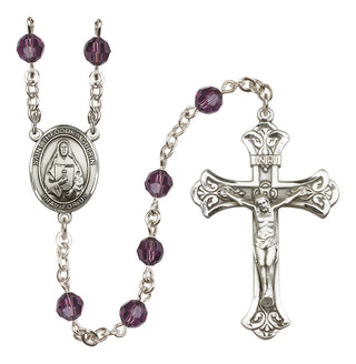 Sterling Silver 6mm Austrian Crystal Saint Theodora Rosary in Amethyst