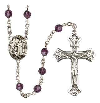 Sterling Silver 6mm Austrian Crystal Saint Raymond of Penafort Rosary in Amethyst