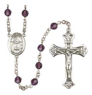 Sterling Silver 6mm Austrian Crystal Saint Daria Rosary in Amethyst