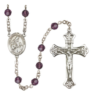 Sterling Silver 6mm Austrian Crystal Saint Margaret of Scotland Rosary in Amethyst