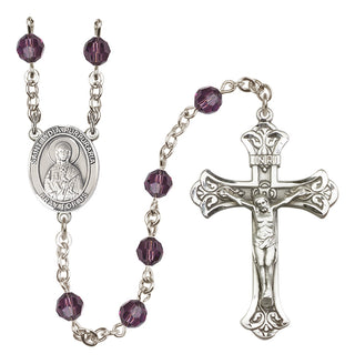 Sterling Silver 6mm Austrian Crystal Saint Lydia Purpuraria Rosary in Amethyst