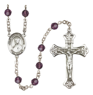 Sterling Silver 6mm Austrian Crystal Saint Andre Bessette Rosary in Amethyst