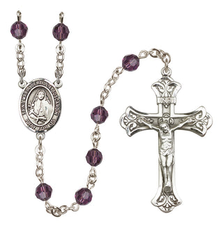 Sterling Silver 6mm Austrian Crystal Saint Maria Bertilla Boscardin Rosary in Amethyst