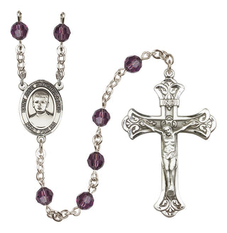 Sterling Silver 6mm Austrian Crystal Saint Jose Sanchez del Rio Rosary in Amethyst