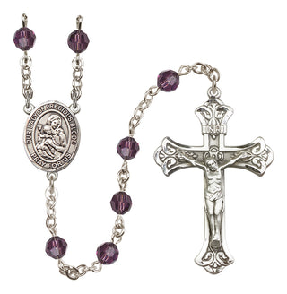 Sterling Silver 6mm Austrian Crystal Our Lady of the Precious Blood Rosary in Amethyst