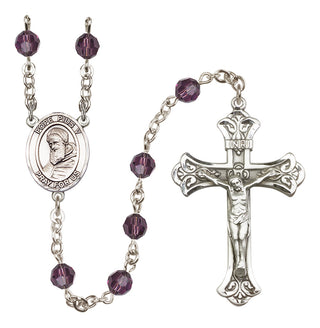 Sterling Silver 6mm Pope Pius V  Engraved Catholic Rosaries