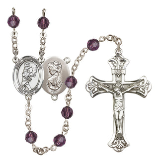 Sterling Silver 6mm Saint Christopher/Softball Rosary