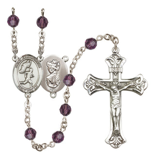 Sterling Silver 6mm Saint Christopher/Track&Field-Men Rosary