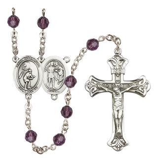 Sterling Silver 6mm Austrian Crystal Saint Sebastian / Tennis Rosary in Amethyst