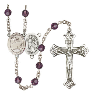 Sterling Silver 6mm Austrian Crystal Saint Sebastian/Gymnastics Rosary in Amethyst