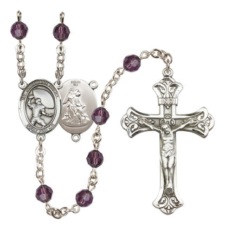 Sterling Silver 6mm Guardian Angel/Football Rosary
