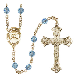14 Karat Gold-Filled 6mm Austrian Crystal Saint Jose Sanchez del Rio Rosary in Aqua