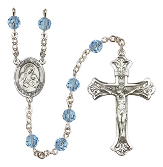 Sterling Silver 6mm Austrian Crystal Santa Ana Rosary in Aqua