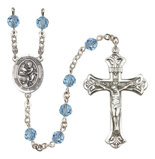 Sterling Silver 6mm Austrian Crystal San Antonio Rosary in Aqua
