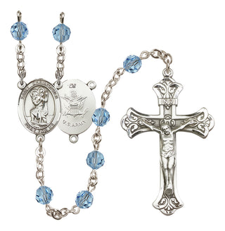 Sterling Silver 6mm Saint Christopher / Army Rosary