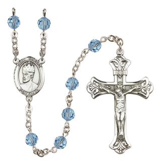 Sterling Silver 6mm Saint Edward the Confessor  Engraved Catholic Rosaries