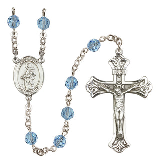 Sterling Silver 6mm Austrian Crystal Saint Jane of Valois Rosary in Aqua