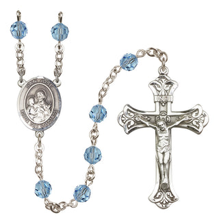 Sterling Silver 6mm Austrian Crystal San Jose Rosary in Aqua