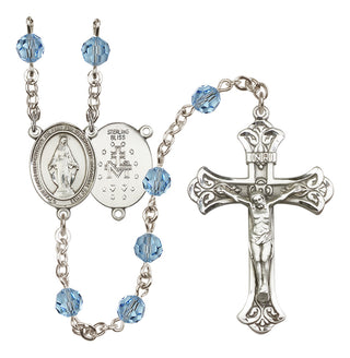 Sterling Silver 6mm Miraculous  Engraved Catholic Rosaries
