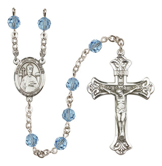 Sterling Silver 6mm Saint Leo the Great  Engraved Catholic Rosaries