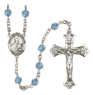 Sterling Silver 6mm Austrian Crystal Saint Gemma Galgani Rosary in Aqua