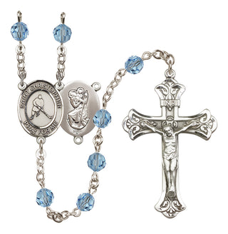 Sterling Silver 6mm Saint Christopher/Ice Hockey Rosary