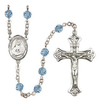 Sterling Silver 6mm Austrian Crystal Saint Rose Philippine Duchesne Rosary in Aqua