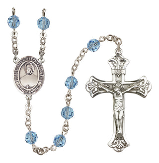 Sterling Silver 6mm Austrian Crystal Blessed Emilie Tavernier Gamelin Rosary in Aqua