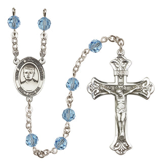 Sterling Silver 6mm Austrian Crystal Saint Jose Sanchez del Rio Rosary in Aqua