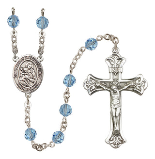 Sterling Silver 6mm Austrian Crystal Our Lady of the Precious Blood Rosary in Aqua