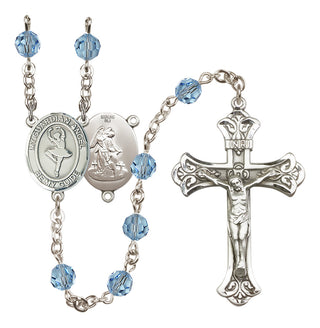 Sterling Silver 6mm Austrian Crystal Guardian Angel/Dance Rosary in Aqua