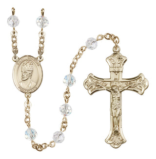 14 Karat Gold-Filled 6mm Austrian Crystal Saint Edward the Confessor Rosary in Crystal