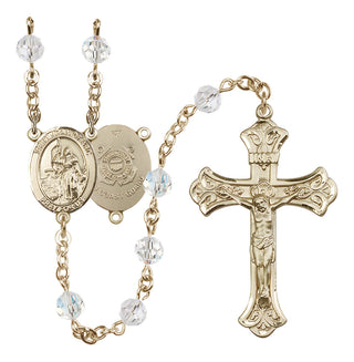 14 Karat Gold-Filled 6mm Austrian Crystal Saint Joan of Arc /Coast Guard Rosary in Crystal