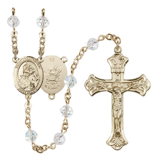 14 Karat Gold-Filled 6mm Austrian Crystal Saint Joan of Arc / Navy Rosary in Crystal