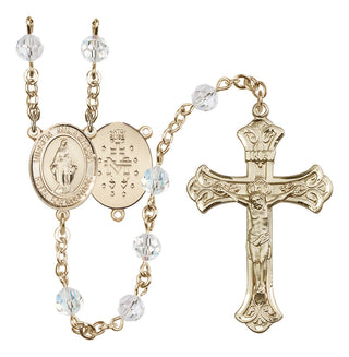 14 Karat Gold-Filled 6mm Austrian Crystal Virgen Milagrosa Rosary in Crystal