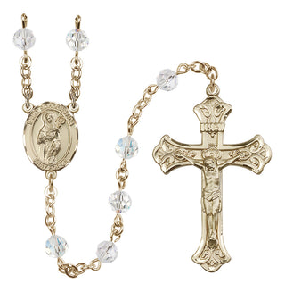 14 Karat Gold-Filled 6mm Austrian Crystal Saint Scholastica Rosary in Crystal
