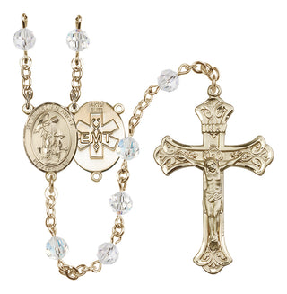 14 Karat Gold-Filled 6mm Austrian Crystal Guardian Angel / EMT Rosary in Crystal